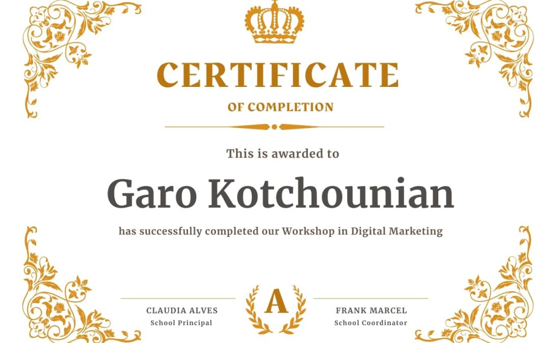 Digital marketing Certificate of Completion - Hostitute Marketing